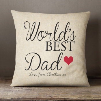 Personalised Cream Chenille Cushion - World's Best Dad